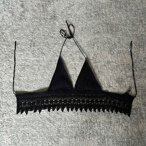 Forever 21 - Black Halter Tank with Tie Back - M